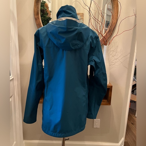 REI Rainier Rain Jacket Women's Large Teal Blue Nylon Peak 2.5L Hooded Full Zip - Picture 3 of 12